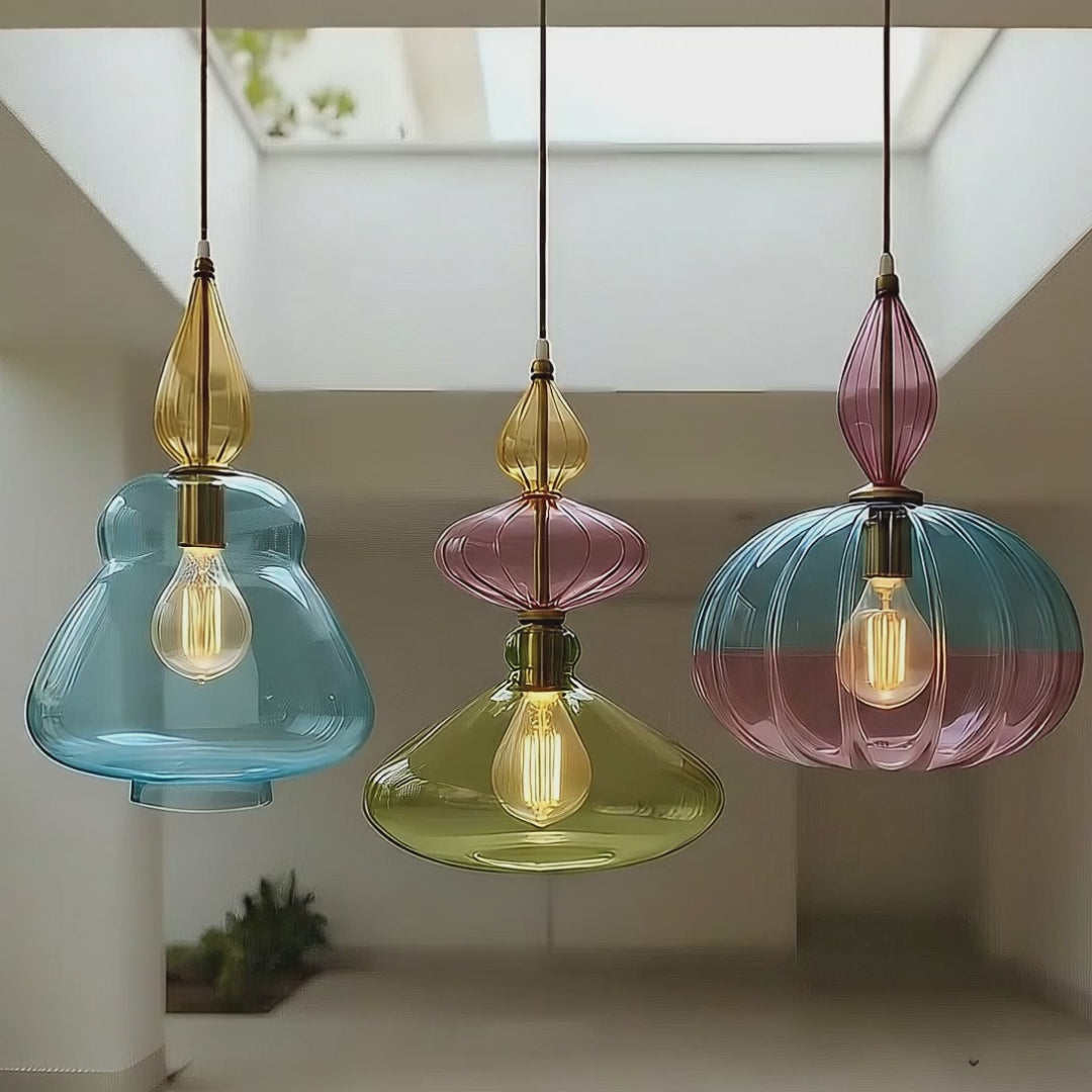 Blown Glass Pendant Lights Set